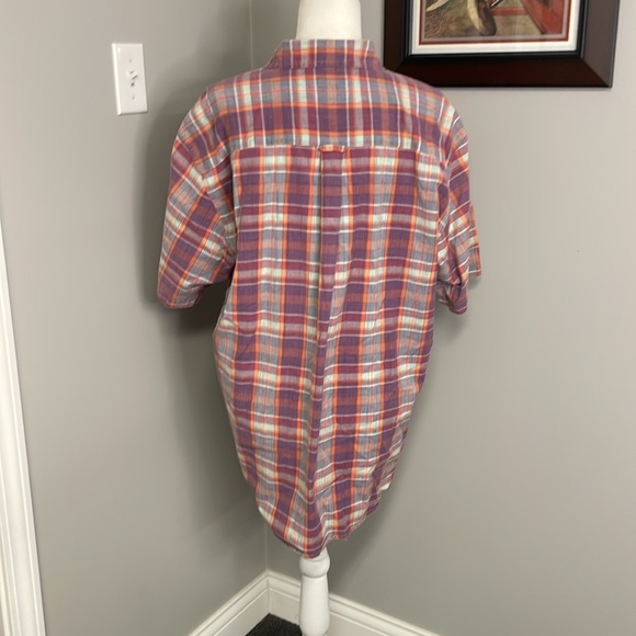 Pendleton Oceanside Mens XL Short Sleeve Shirt Button Pastel Plaid Cotton Button - Picture 4 of 5